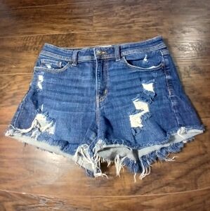 Trendy Frayed Hem Denim Shorts